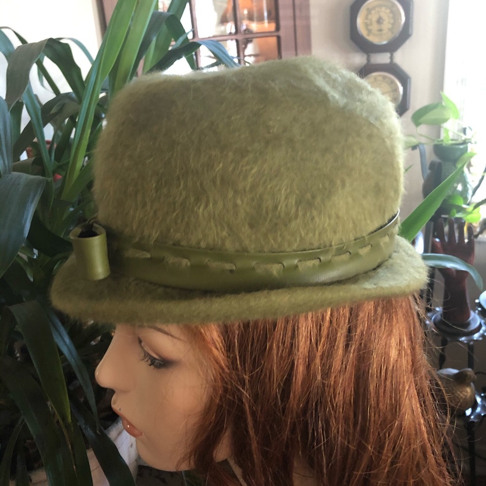 Vintage Green Brushed Wool Hat - Picture 4 of 9
